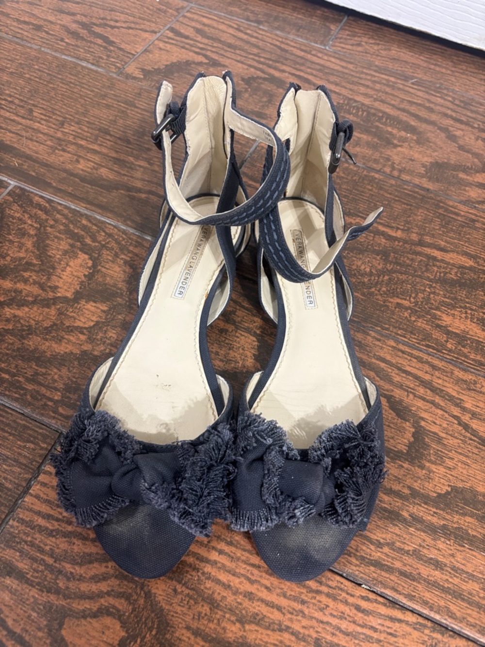 Open-Toe Navy Ankle-Strap bow Sandals